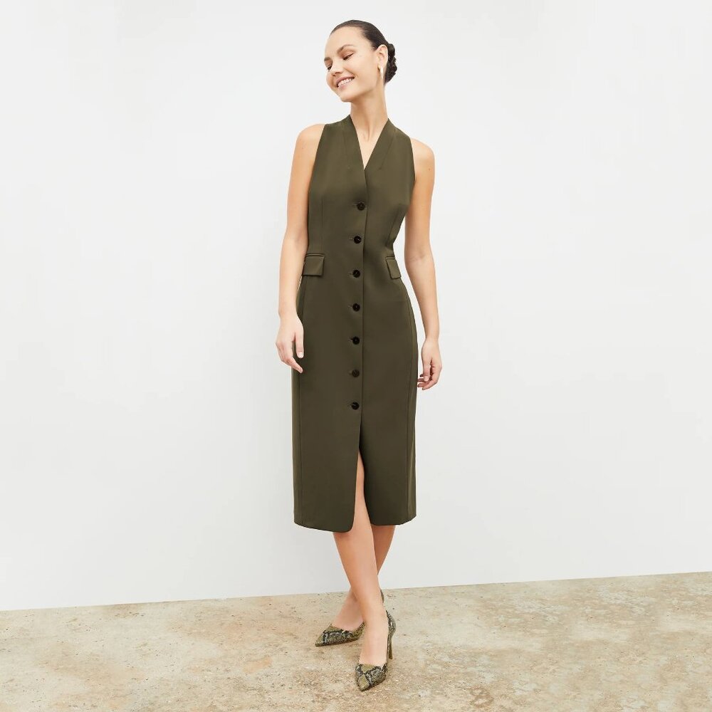 M.M.Lafleur - women’s Cassandra button front midi sleeveless dress